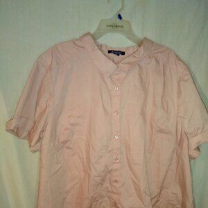 (B) Roaman's Short Sleeve Button Down Shirt Lt. Pink 32W NWOT